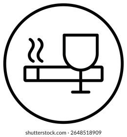 Sem álcool e cigarros ícone Contornar marca de logotipo isolado