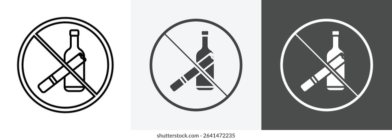 No alcohol and cigarettes icon set vector art
