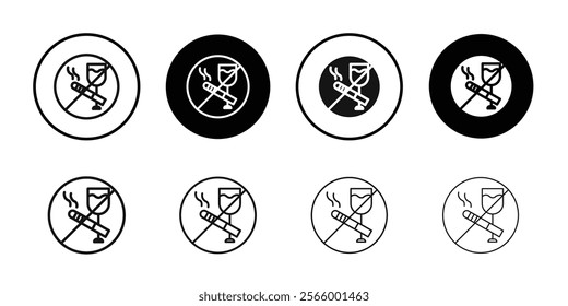 No alcohol and cigarettes icon Simple thin outline