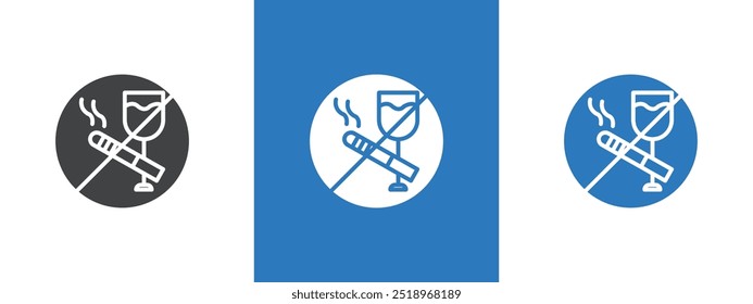 No alcohol and cigarettes icon thin line illustration