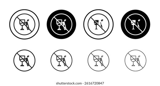 No alcohol and cigarettes icon Thin line illustration set