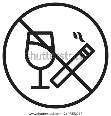 No alcohol and cigarettes icon vector illustration isolated sign