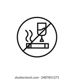 No alcohol and cigarettes logo sign vector outline