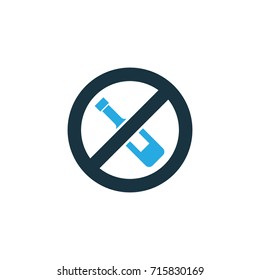 No Alcohol Colorful Icon Symbol. Premium Quality Isolated Forbidden Element In Trendy Style.