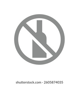 No alcohol crossed vector sign. Alcohol free prohibition icon with bottle.