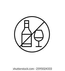 No alcohol, designated driver, family-friendly environment. Pixel perfect, editable stroke vector icon