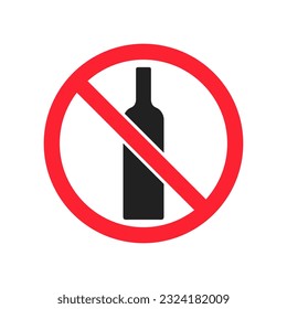 Icono de signo de prohibición de bebidas alcohólicas Ilustración de vectores aislados