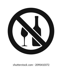 No alcohol drink sign. Alcohol-free zone symbol.