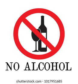 no alcohol drink sign. vector. logo element. No drinking sign, No alcohol sign, isolated on white background, vector illustration.