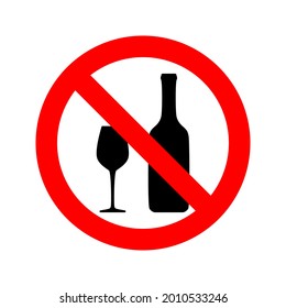 No alcohol drink symbol. Alcohol-free zone sign.