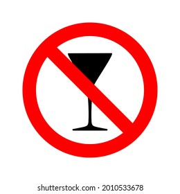 No alcohol drink symbol. Alcohol-free zone sign.