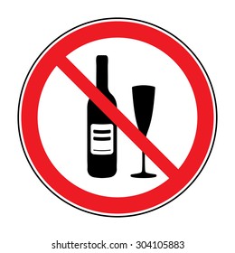 No alcohol drinks icon. Prohibits sign. Vector illustration