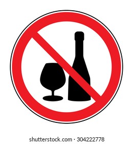 No alcohol drinks icon. Prohibits sign. Vector illustration
