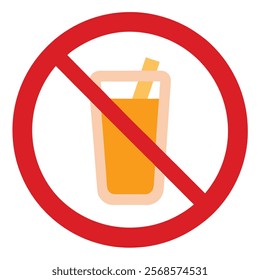  No Alcohol Drinks Prohibit Sign Vector Illustration