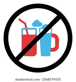  No Alcohol Drinks Prohibit Sign Vector Illustration