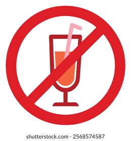  No Alcohol Drinks Prohibit Sign Vector Illustration