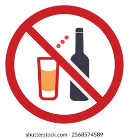  No Alcohol Drinks Prohibit Sign Vector Illustration