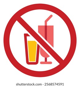  No Alcohol Drinks Prohibit Sign Vector Illustration