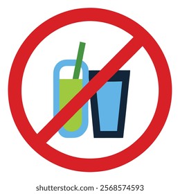  No Alcohol Drinks Prohibit Sign Vector Illustration