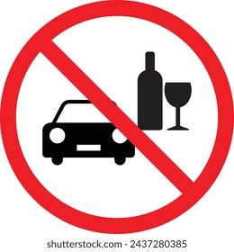 No alcohol and drive sign . Don't drink and drive sign . Vector illustration