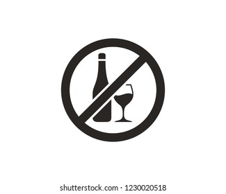 No alcohol, no drunk sign symbol