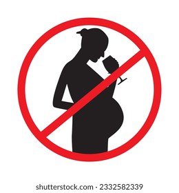 No alcohol during pregnancy period sign vector illustration isolated on a white background.