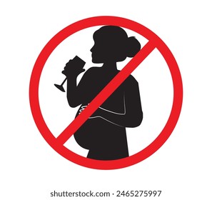 No alcohol during pregnancy period vector sign illustration isolated on white background 