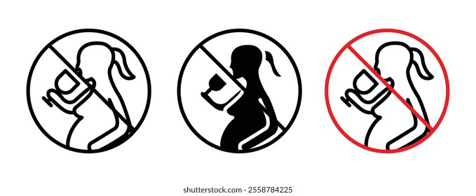 No alcohol during pregnancy period sign vector set