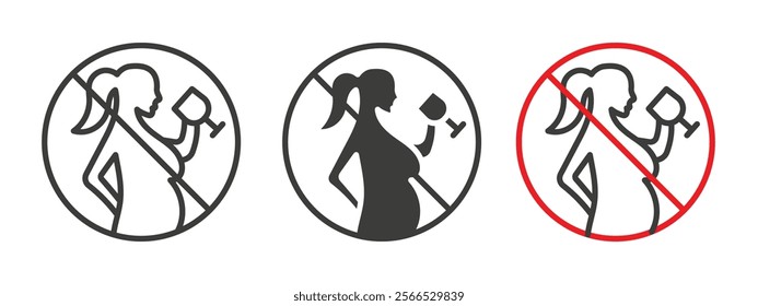 No alcohol during pregnancy period sign set collection for website design, app, UI design.