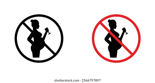 No alcohol during pregnancy period sign pack for apps and web UI designs