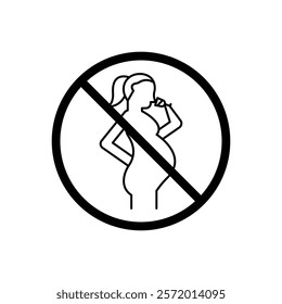 No alcohol during pregnancy period sign vector in black colors