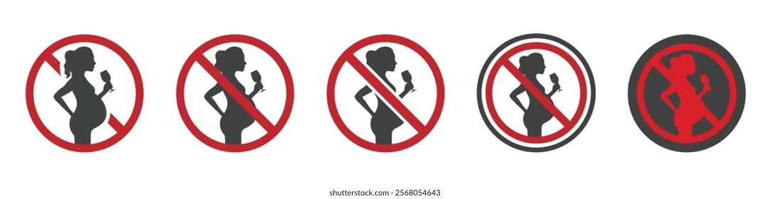 No alcohol during pregnancy vector signs