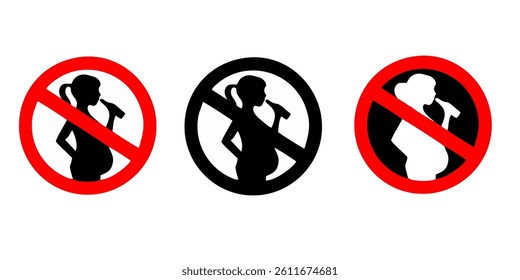 No alcohol during pregnancy vector signs