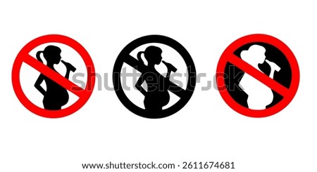 No alcohol during pregnancy vector signs