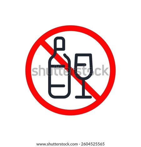 No alcohol editable stroke outline icon isolated on white background flat vector illustration. Pixel perfect. 64 x 64.