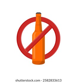 No Alcohol, Fitness Flat Vector Illustration Isolated