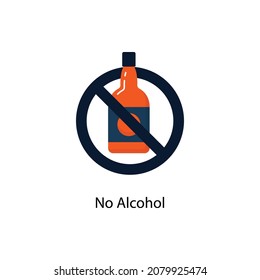 No Alcohol Flat Icon. Pixel Perfect. For Mobile and Web. stock illustration
