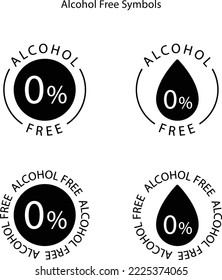 No alcohol and alcohol free area signs vector. Symbol forbidden alcoholism.