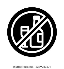 no alcohol glyph icon illustration vector graphic. Simple element illustration vector graphic, suitable for app, websites, and presentations isolated on white background
