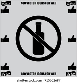 No alcohol icon, bottle prohibited vector illustration