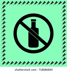 No alcohol icon, bottle prohibited vector illustration