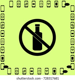 No alcohol icon, bottle prohibited vector illustration