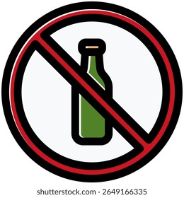 no alcohol icon in flat outline offset style