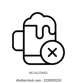 no alcohol icon. Line Art Style Design Isolated On White Background