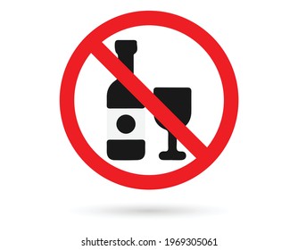 no alcohol icon on white background. flat style. no drinking sign. forbidden symbol simple. no alcohol symbol.