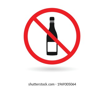 no alcohol icon on white background. flat style. no drinking sign. forbidden symbol simple. no alcohol symbol.