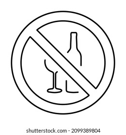 no alcohol icon on white background, vector illustration.