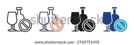 No Alcohol icon set multiple style collection
