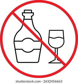 No alcohol icon. no alcohol sign . Do not drink alcohol in this area. isolated on white background. design in trendy style.  
