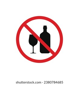 No alcohol icon sign symbol isolated on white background 